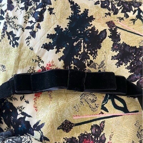DIANE VON FURSTENBERG Floral Silk Sleeveless Mini Dress Velvet Bow Straps Size 6 - Picture 13 of 13
